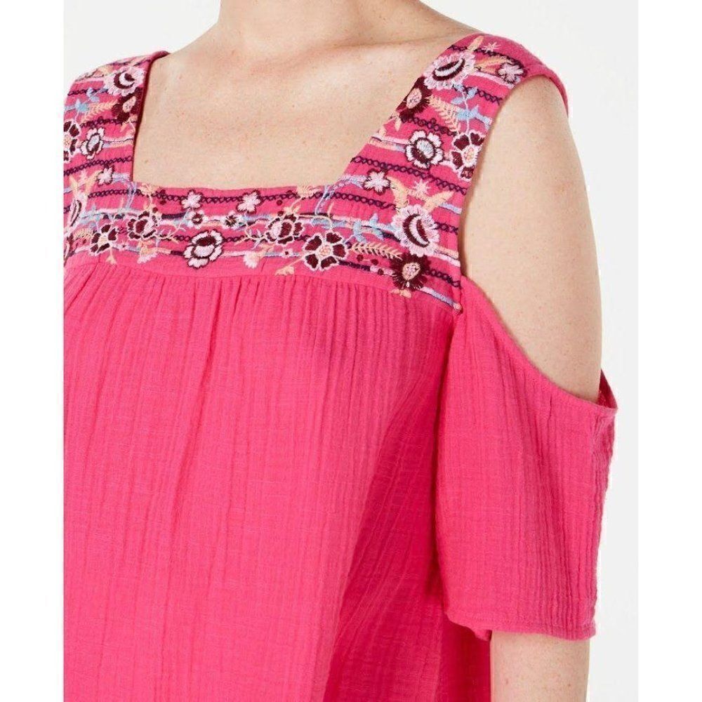 Style & Co Blouse Top Medium Pink Cold-Shoulder‎ - Picture 7 of 7